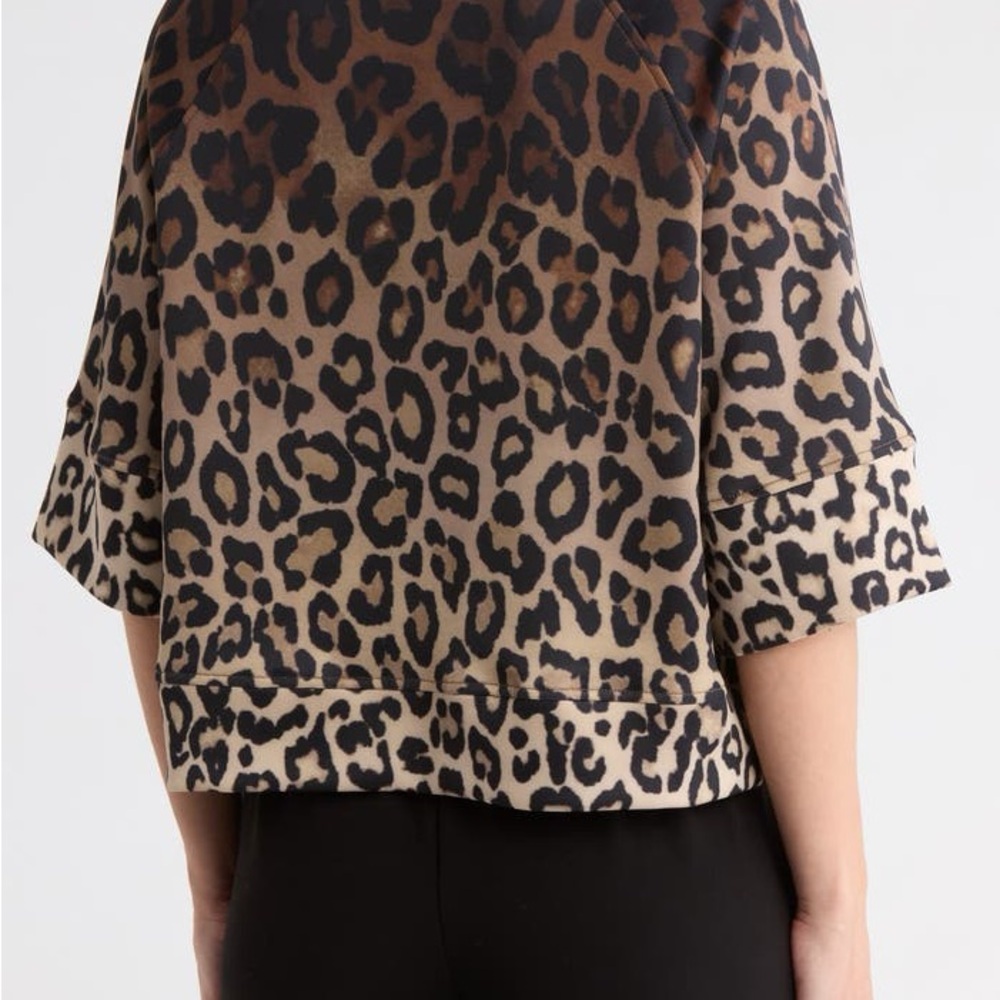 Tahari Leopard Print Scuba Sweatshirt - Picture 3 of 8